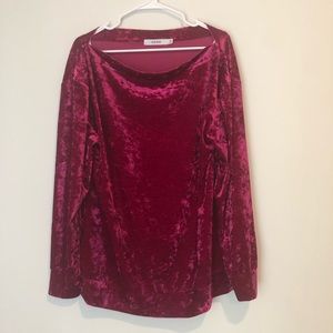 JustFab Women’s XL Dark Pink Velvet Boatneck Long Sleeve Top